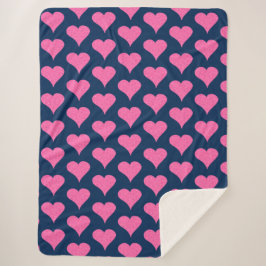 Pink Polka Dot Hearts Sherpadecke