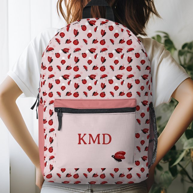 Pink Polka Dot LadyBug Girls Bedruckter Rucksack (Von Creator hochgeladen)