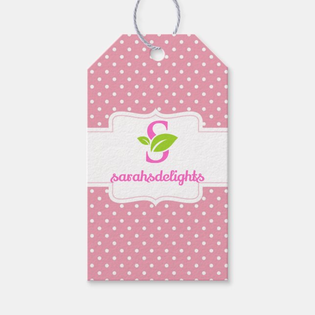 Pink-Polka-Dot-Logo Geschenkanhänger (Vorderseite)
