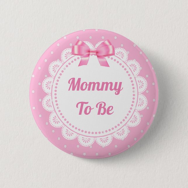 Pink Polka Dot Mommy to Be Baby Showknopf Button (Vorderseite)