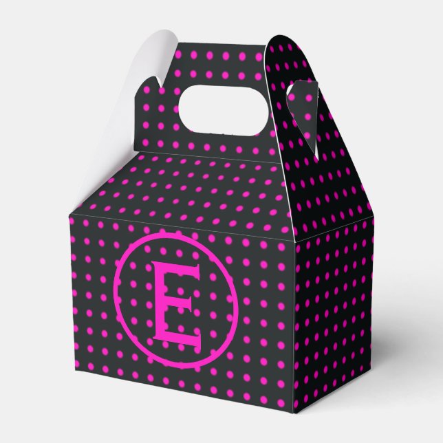 Pink Polka Dot Monogram Gevor Box Geschenkschachtel (Vorderseite)