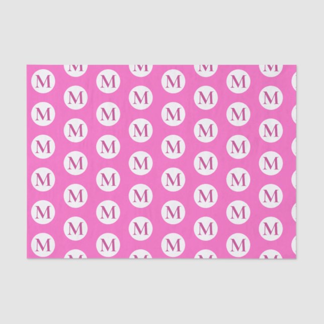 Pink Polka Dot Monogram Seidenpapier (Vorderseite)