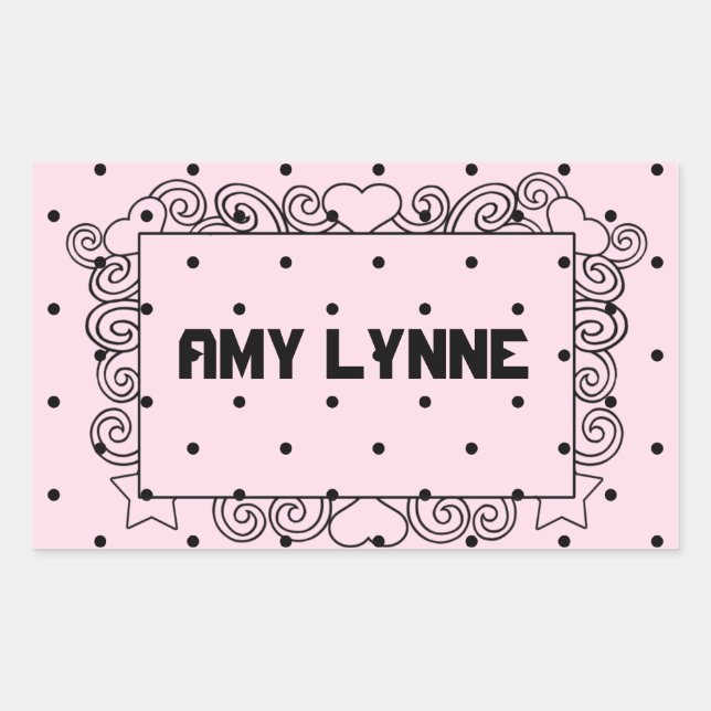 Pink Polka Dot Name Stickers (Vorderseite)