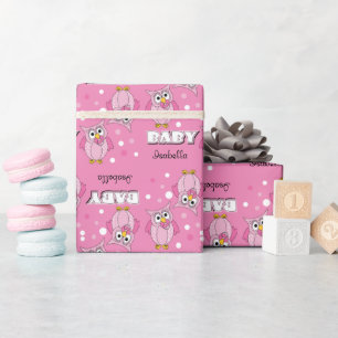 Pink Polka Dot Owl Baby Dusche Thema Geschenkpapier