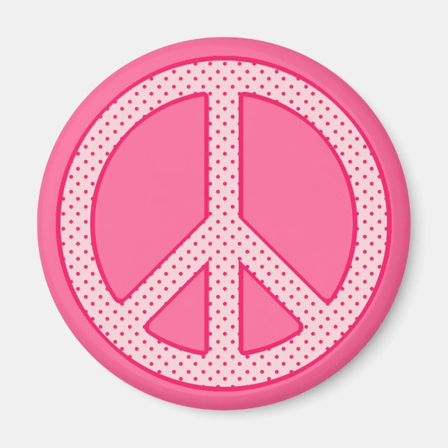 Pink Polka Dot Peace Magnet (Vorne)