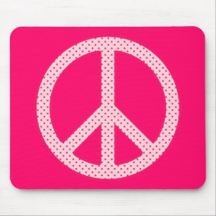Pink Polka Dot Peace Mousepad