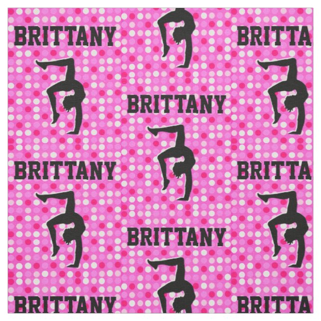 PINK POLKA DOT PERSONALISIERT GYMNASTICS FABRIC STOFF (Muster)