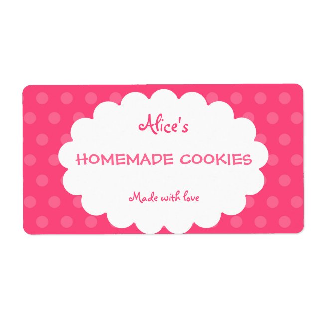 Pink Polka Dot Personalisierte hausgemachte Cookie (Vorne)