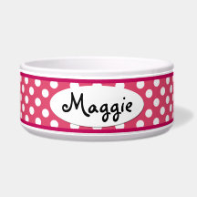 Pink Polka Dot Personalisierte Keramik Dog Bowl
