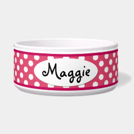 Pink Polka Dot Personalisierte Keramik Dog Bowl Napf