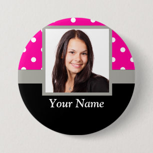 Pink Polka dot photo Vorlage Button