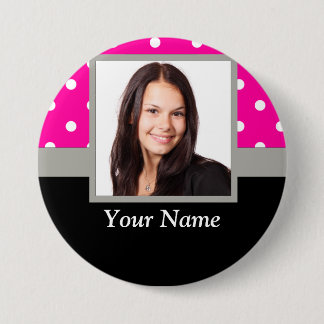 Pink Polka dot photo Vorlage Button