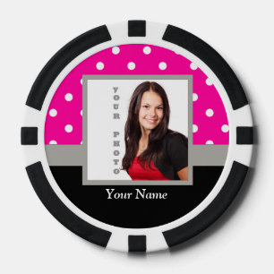 Pink Polka dot photo Vorlage Pokerchips