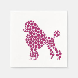Pink Polka Dot Poodle Dog Party Serviette
