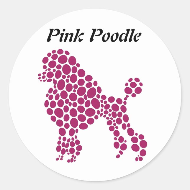 Pink Polka Dot Poodle Dog personalisieren Runder Aufkleber (Vorderseite)