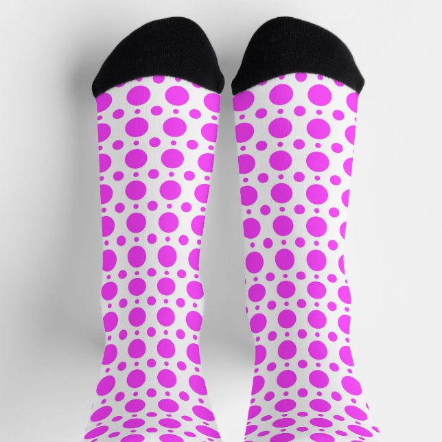 Pink Polka Dot Retro Style Crazy Socken (Oben)