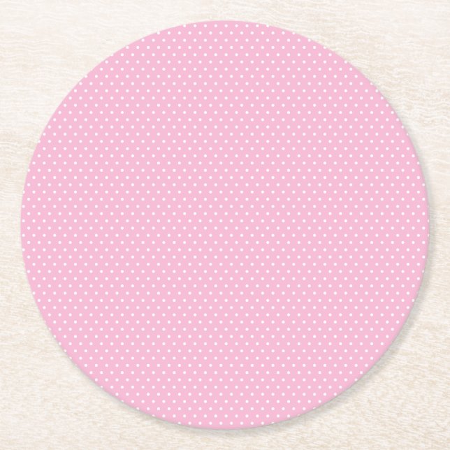 Pink Polka Dot Runder Pappuntersetzer (Vorderseite)