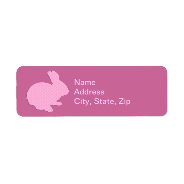 Pink Polka Dot Silhouette Bunny Address Labels (Vorne)