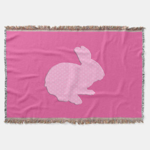 Pink Polka Dot Silhouette Bunny Throw Blanket Decke
