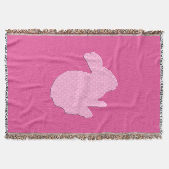 Pink Polka Dot Silhouette Bunny Throw Blanket Decke (Vorderseite)