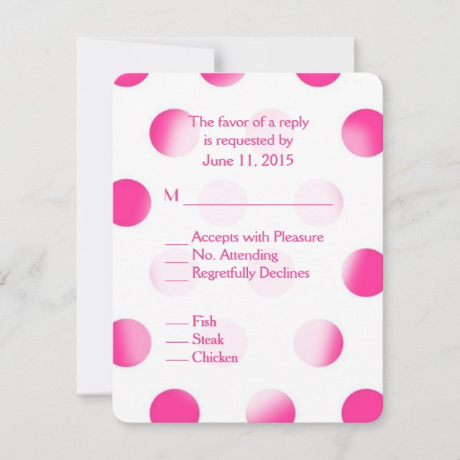 Pink Polka Dot UAWG mit Entree Choice RSVP Karte (Vorderseite)