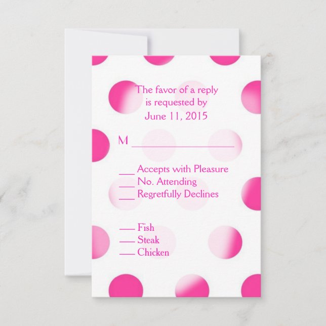 Pink Polka Dot UAWG mit Entree Choice RSVP Karte (Vorderseite)