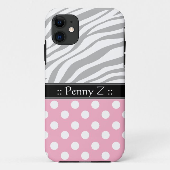 Pink Polka Dot verblasst Zebra Print iPhone 5 Fall Case-Mate iPhone Hülle (Rückseite)