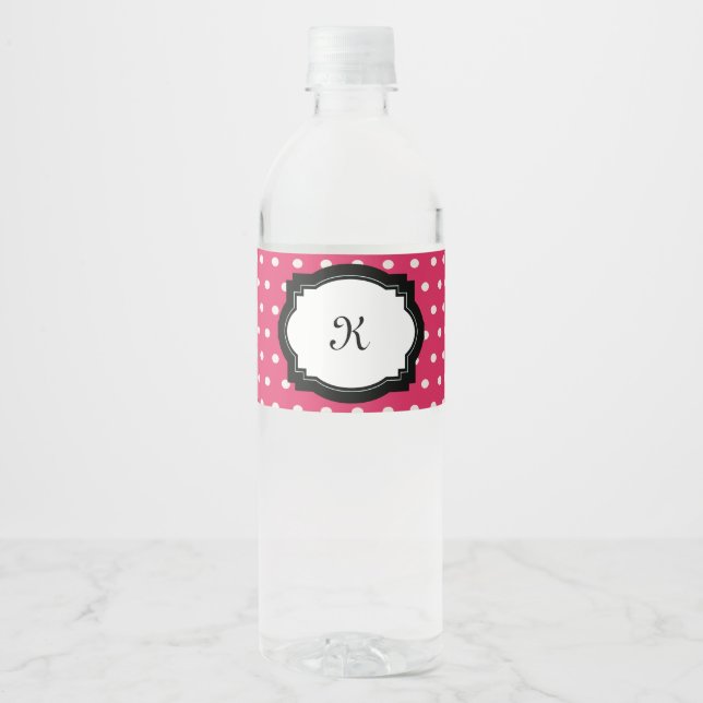 Pink Polka Dot Water Flasche Etikett (Vorderseite)