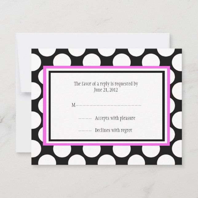 Pink Polka Dot Wedding RSVP Cards (Vorderseite)
