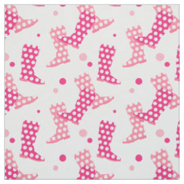 Pink Polka Dot Wellington Boot Pattern Stoff