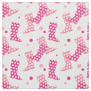 Pink Polka Dot Wellington Boot Pattern Stoff