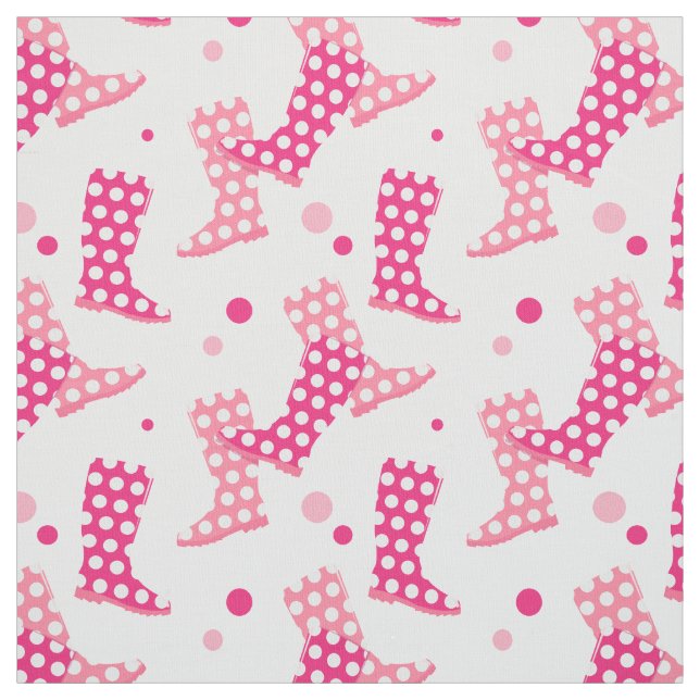 Pink Polka Dot Wellington Boot Pattern Stoff (Muster)
