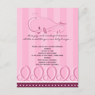 Pink Polka Dot Whale Babydusche Einladung
