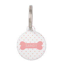 Pink Polka Dots and Dog Bone & Custom Pet Info