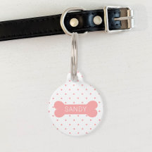 Pink Polka Dots and Dog Bone & Custom Pet Info