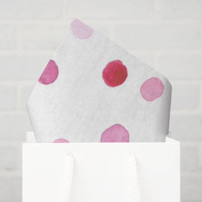 Pink Polka Dots Artisan Wasserfarbe Sweet Multi Ve Seidenpapier (Geschenktüte)
