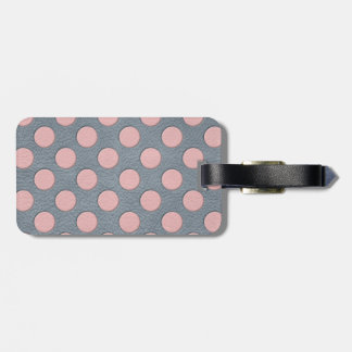 Pink Polka Dots auf grauem Leder drucken Gepäckanhänger