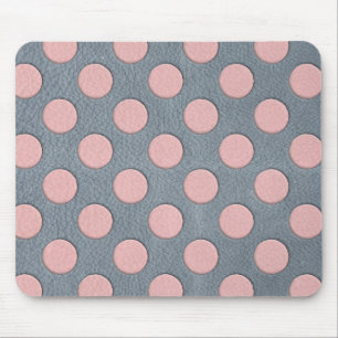 Pink Polka Dots auf grauem Leder drucken Mousepad