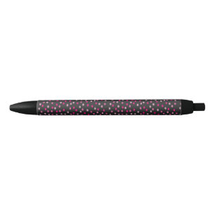 Pink Polka Dots auf schwarz Kugelschreiber
