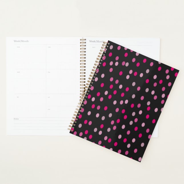 Pink Polka Dots auf schwarz Planer (Anzeige)