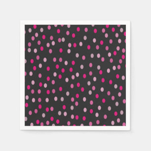 Pink Polka Dots auf schwarz Serviette