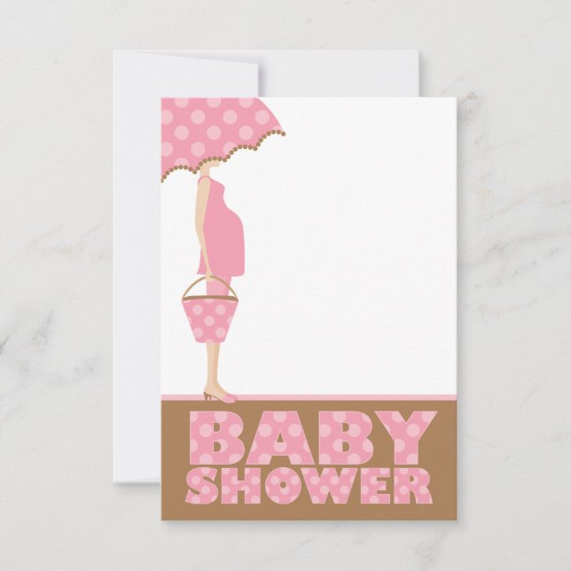 Pink Polka Dots Baby Dusche Einladungen (Vorderseite)