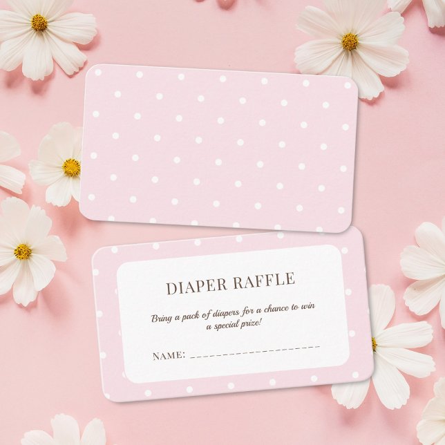 Pink Polka Dots Baby Dusche Windeln Raffel Ticket Begleitkarte (Von Creator hochgeladen)