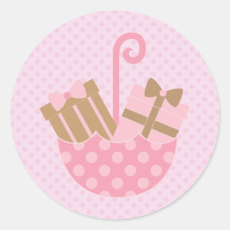 Pink Polka Dots Baby- oder Brautparty-Aufkleber Runder Aufkleber