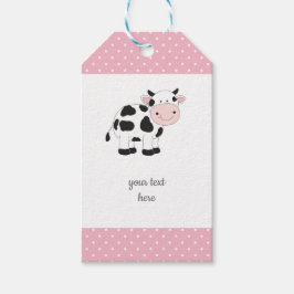 Pink Polka Dots Cow Gift Tags Geschenkanhänger