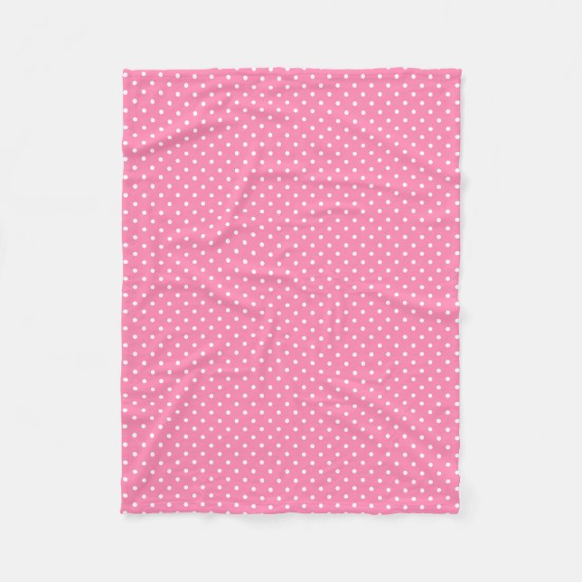 Pink Polka Dots Fleece Blanket (Vorderseite)