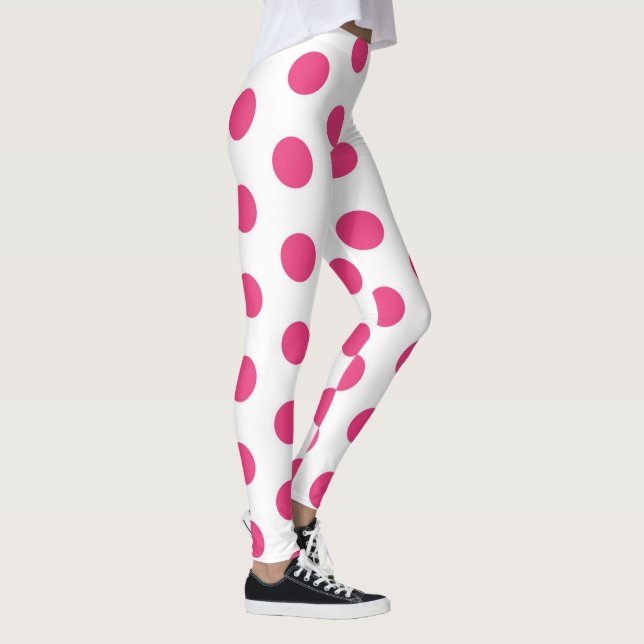 Pink Polka Dots Girly Trendy Yoga Leggings (Rechts)