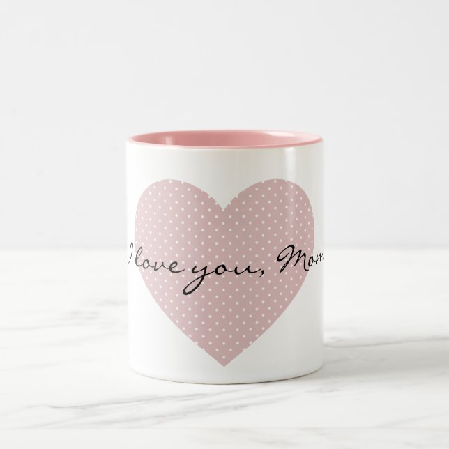 Pink Polka Dots Heart Zweifarbige Tasse (Mittel)