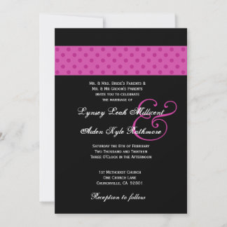 Pink Polka Dots Hochzeit Monogramm Einladung