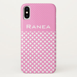 Pink Polka Dots Individuelle Name Telefongehäuse iPhone X Hülle